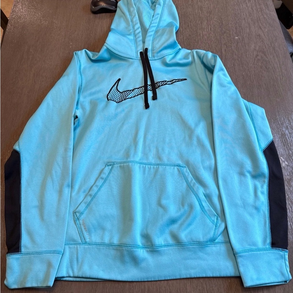 Nike Aqua Blue Elite Hoodie with Black Accents